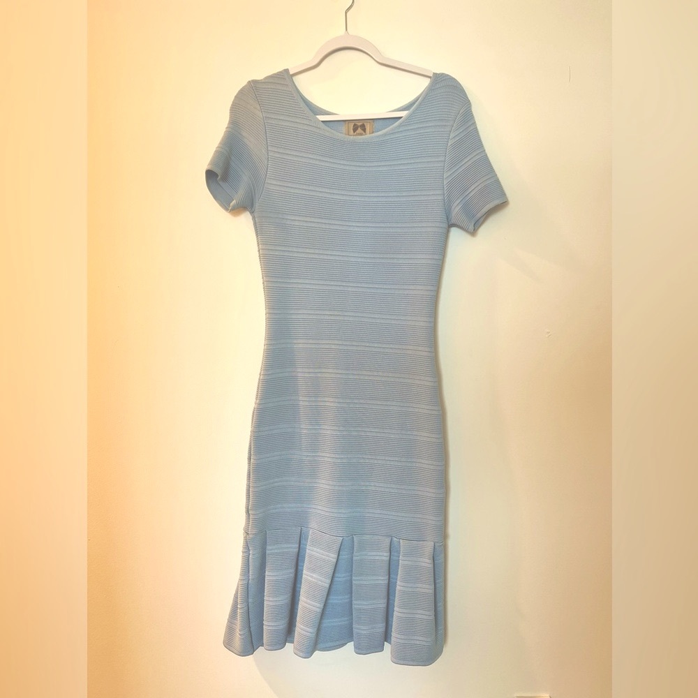 IORANE Midi Dress, baby Blue, Ruffle skirt, Short Sleeve, medium
